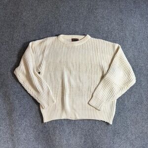 High Sierra Sweater Mens Medium White Acrylic Crewneck Waffle Knit Pullover